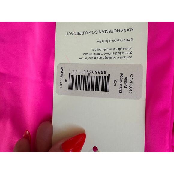 Mara Hoffman Abigail top goldie high waisted tie bottom hot pink XL - Picture 13 of 13